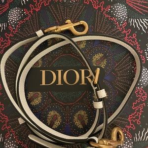 Christian Dior long leather strap white
